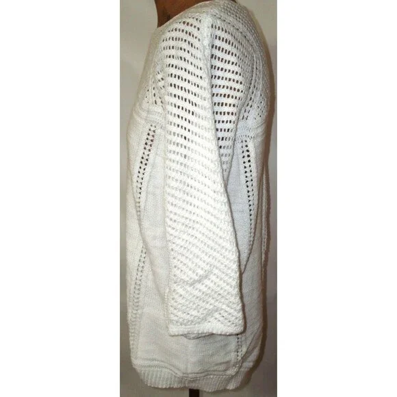 NWT New Womens M Prana Sweater Getup White Soft Organic Cotton Casual Loose Knit